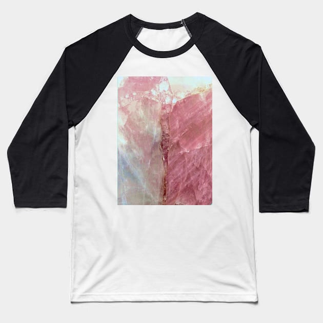 PINK CORAL ROSE ROCK GEMSTONE MARBLE PEARL  QUARTZ GREY GEOMETRIC ABSTRACT Baseball T-Shirt by jacquline8689